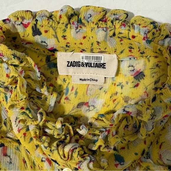 Zadig & Voltaire Yellow Rebbie Anemone Ruffle Dress Boho Party Formal Designer - Picture 4 of 6